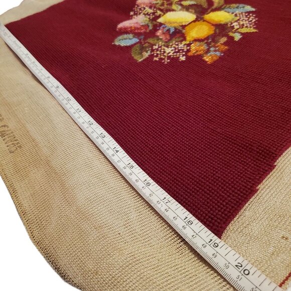 Vtg Needlepoint Petitpoint Chair Pillow Cover Fruit Lemon Strawberry 16"×19" - Picture 8 of 9